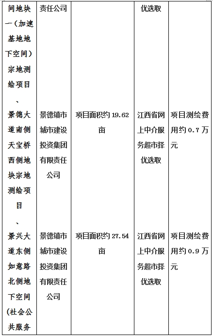 景德鎮(zhèn)市昌南新區(qū)LJ1-03-A01-1地塊、瓷都大道東側中渡口地下空間（格蘭云天大酒店地下空間）、光明大道北側利民路西側地下空間（青少年宮地下空間）、規(guī)劃二路北側地下空間地塊二（加速基地地下空間）、規(guī)劃二路北側地下空間地塊一（加速基地地下空間）、景德大道南側天寶橋西側地塊、景興大道東側如意路北側地下空間(社會公共服務
